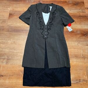 NWT Vintage Miss Dorby Green and Black Short Sleeve Dress Size 8